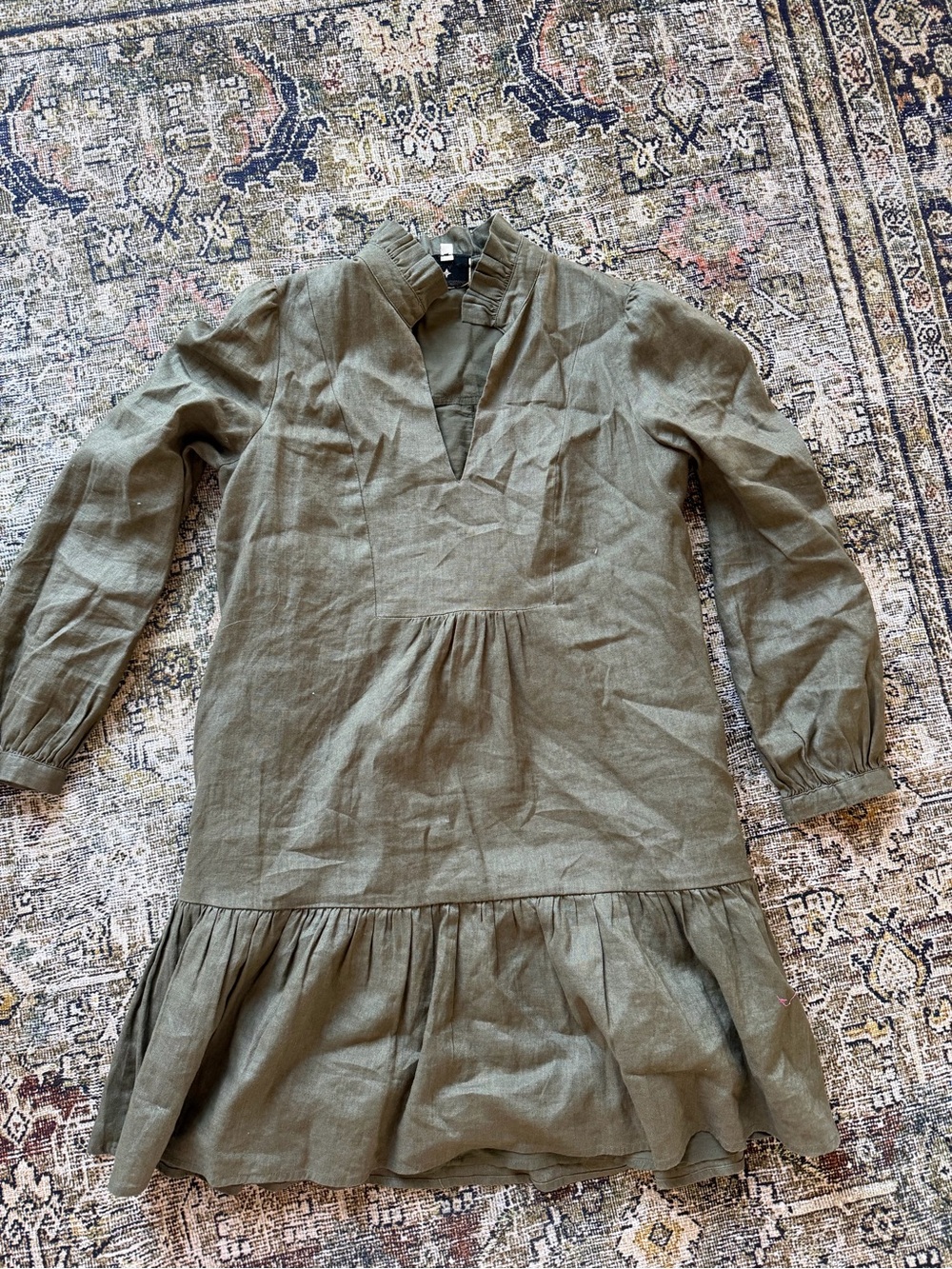 Tuckernuck Olive Green Ruffle-Hem Dress